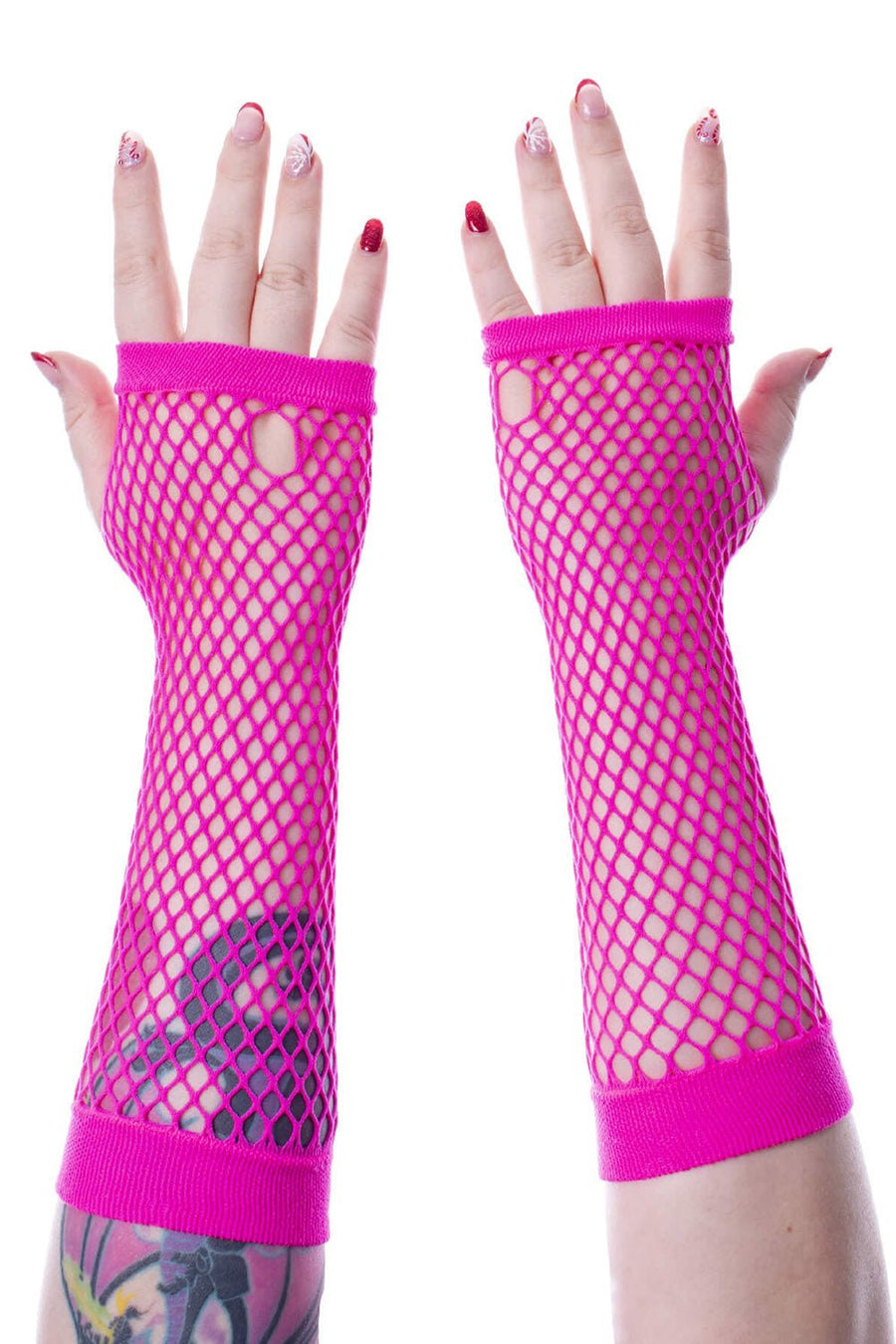 Andar Mesh Gloves [PINK] - gloves & armwarmers - VampireFreaks - Poizen Industries