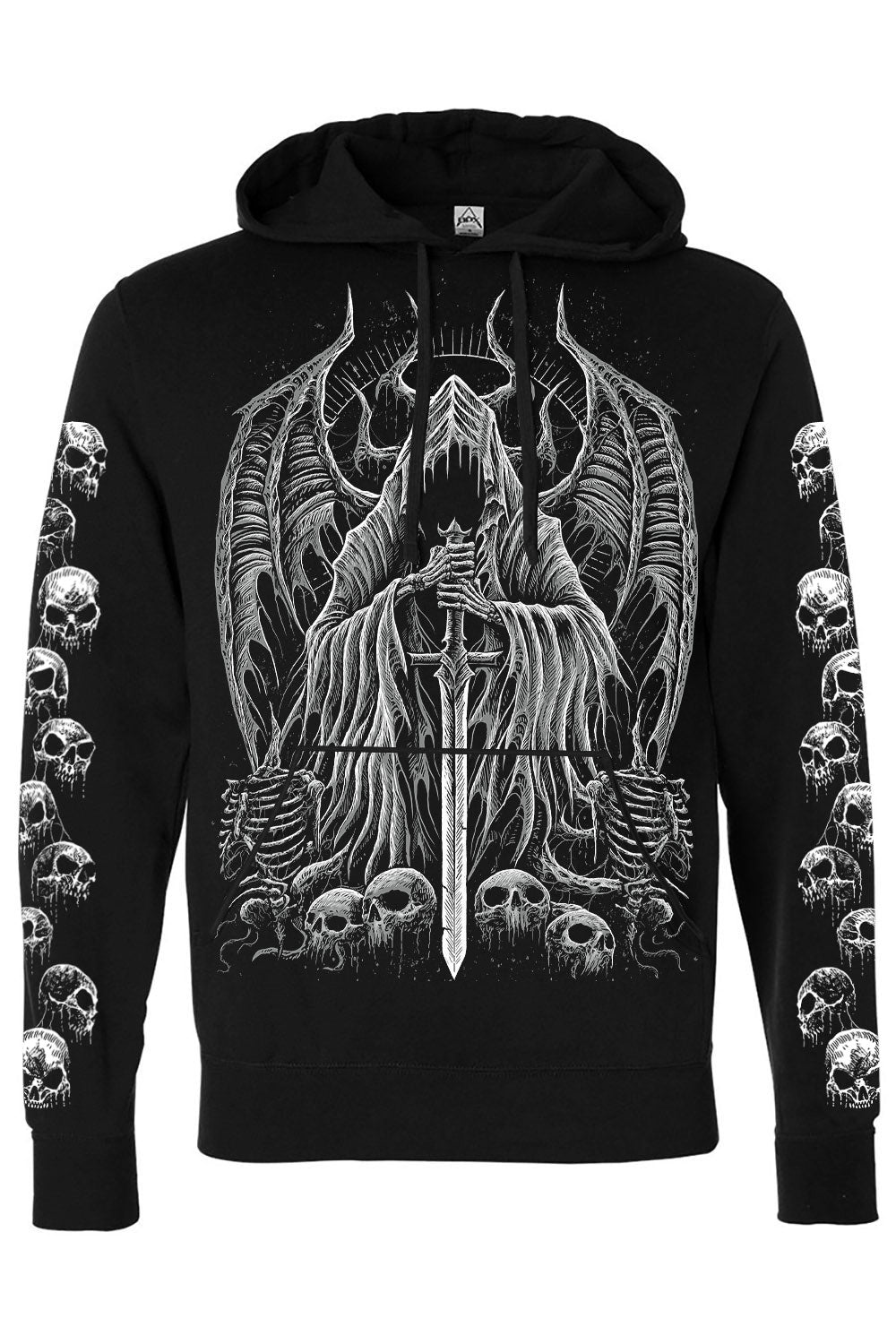 grim reaper heavymetal hoodie with skull sleeves