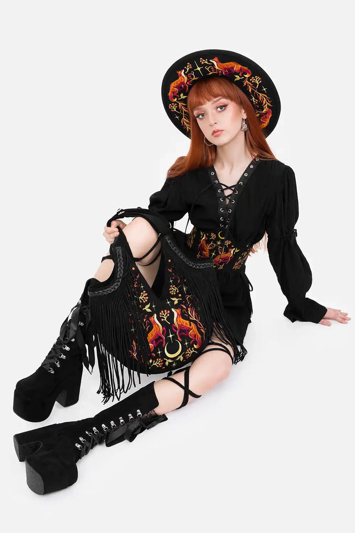 restyle embroidered animal fox bag