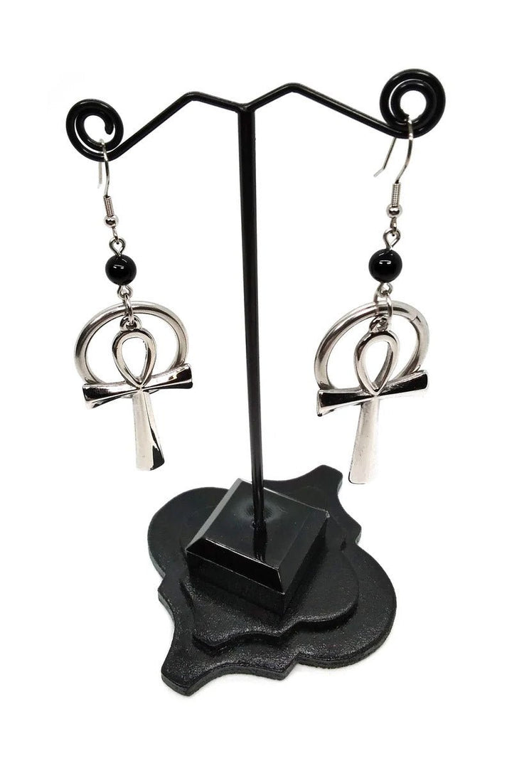 Ankh and Ring Earrings - jewelry - VampireFreaks - Junkyard Bat