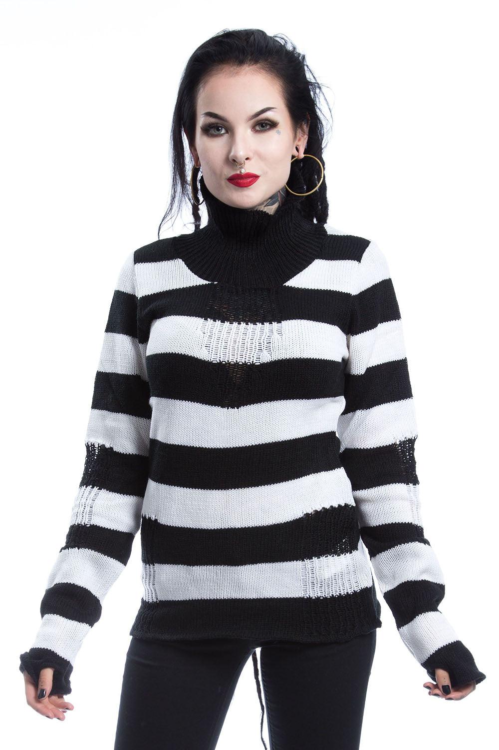 Annabella Top [Black/White] - womens tops - VampireFreaks - Poizen Industries