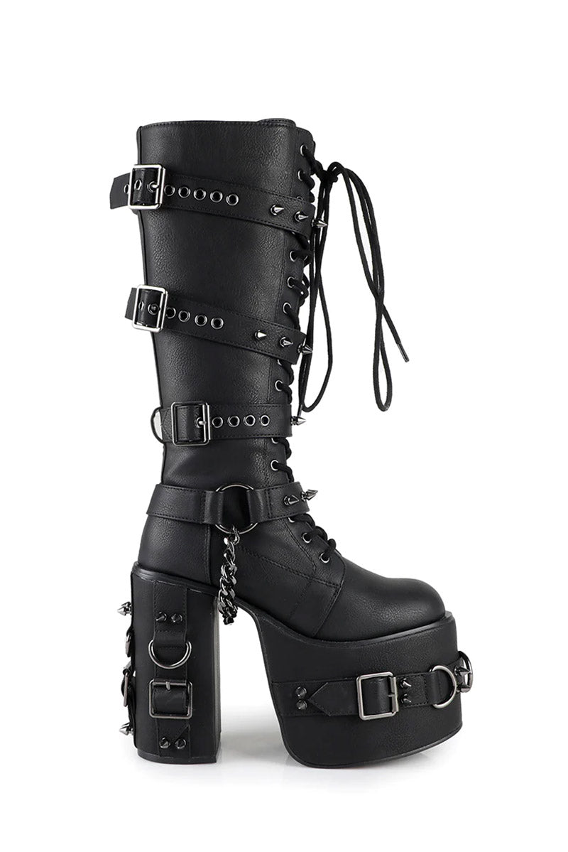 womens punk knee-high boots with spikes