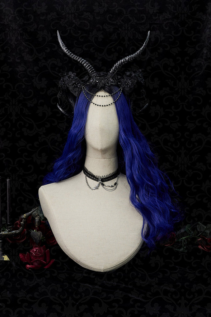 witchy gothic forest with headdress with antlers