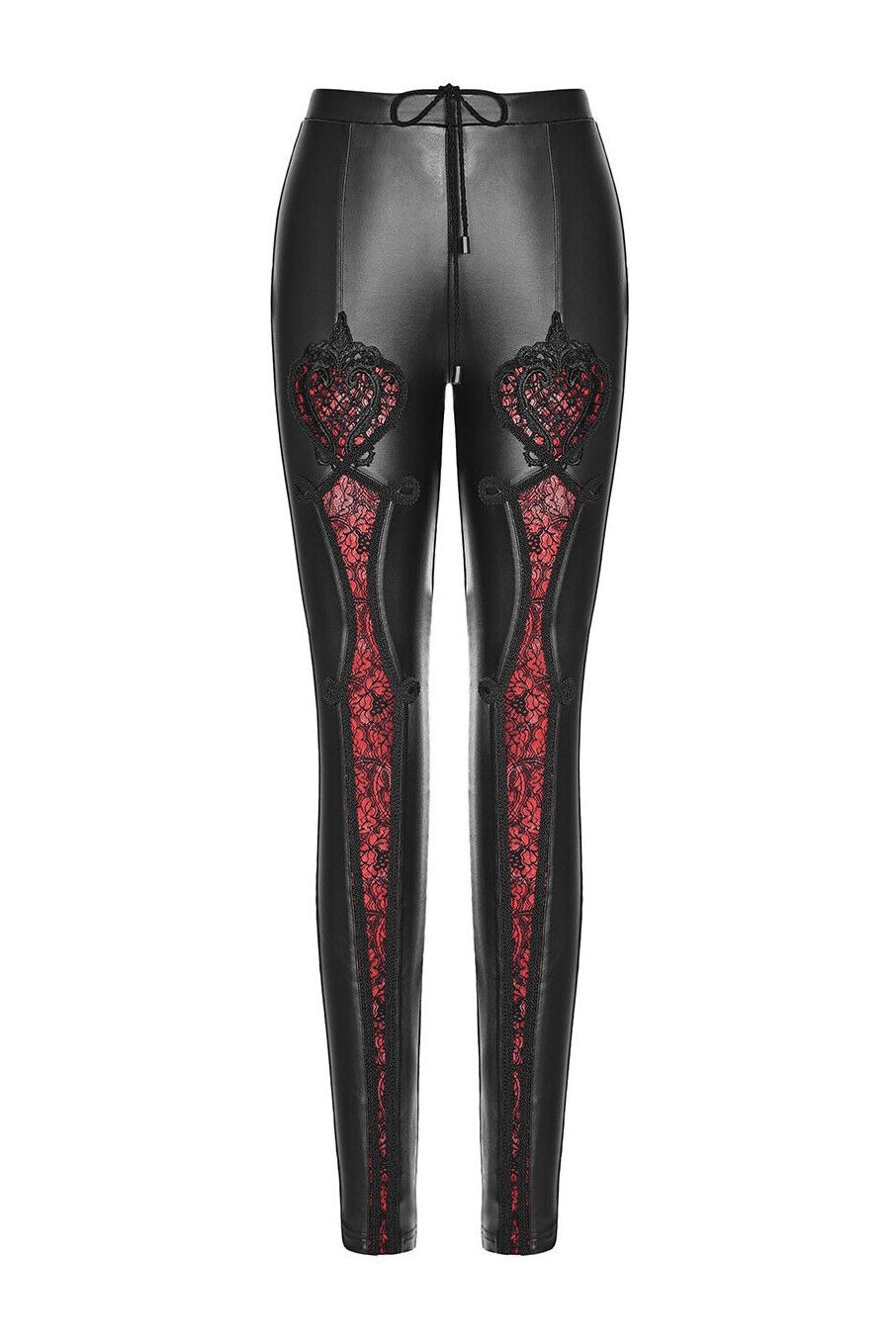 Antoinette Leather Leggings [BLACK/RED] - womens bottoms - VampireFreaks - Punk Rave