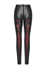 Antoinette Leather Leggings [BLACK/RED] - womens bottoms - VampireFreaks - Punk Rave