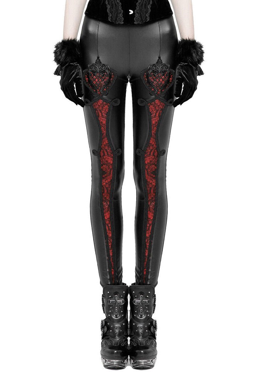 Antoinette Leather Leggings [BLACK/RED] - womens bottoms - VampireFreaks - Punk Rave