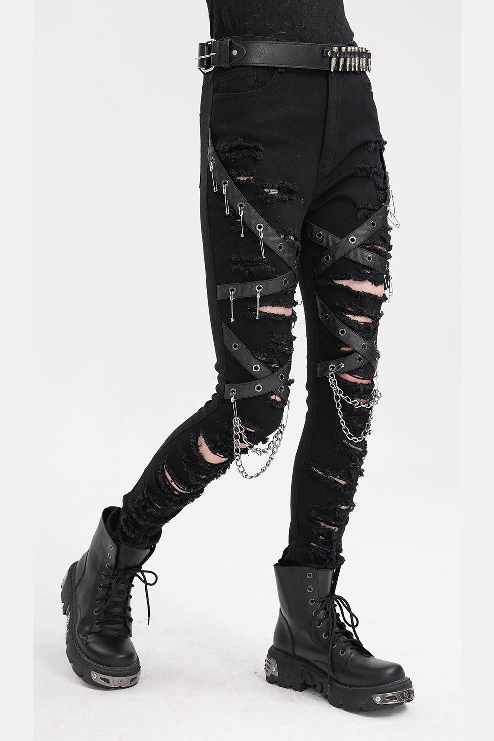 womens distressed shredded jeans