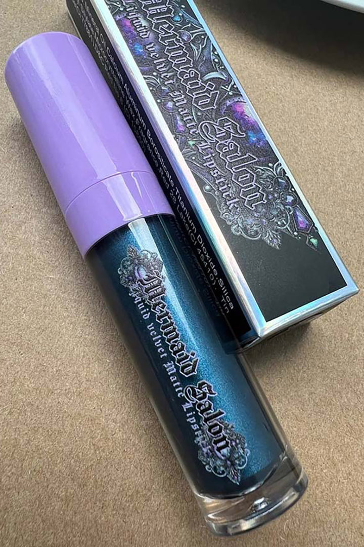 metallic blue liquid lipstick