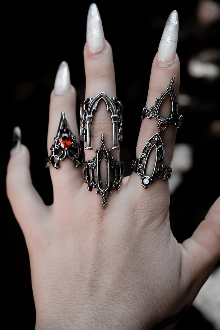 womens elegant gothic architecture stainless steel gothic rings