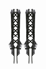 Black lace up arm warmers with lace and ribbon