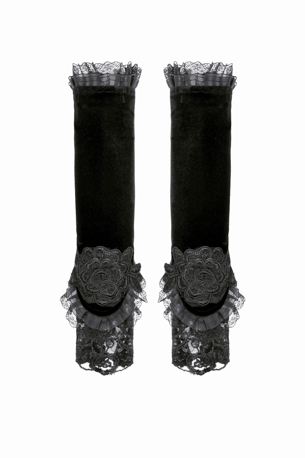Victorian goth steampunk style black lace up arm warmers