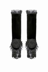 Victorian goth steampunk style black lace up arm warmers