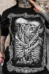 romantic goth cameo frame skeleton graphic t-shirt
