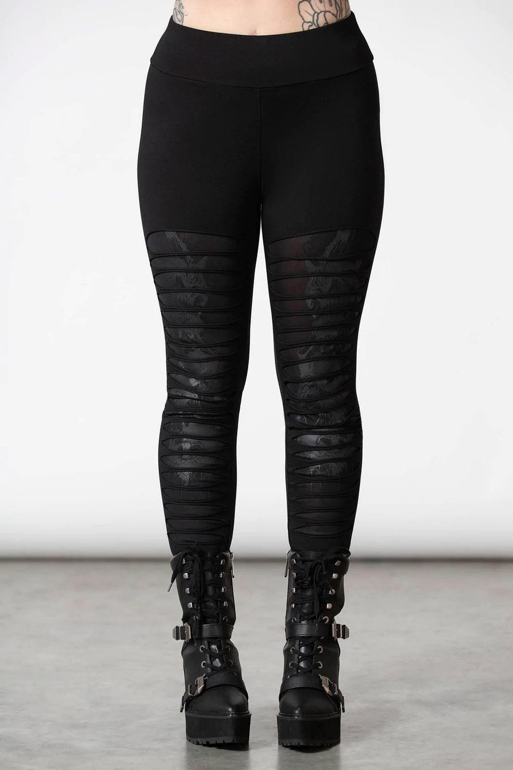 Assent Slashed Leggings - womens bottoms - VampireFreaks - Killstar