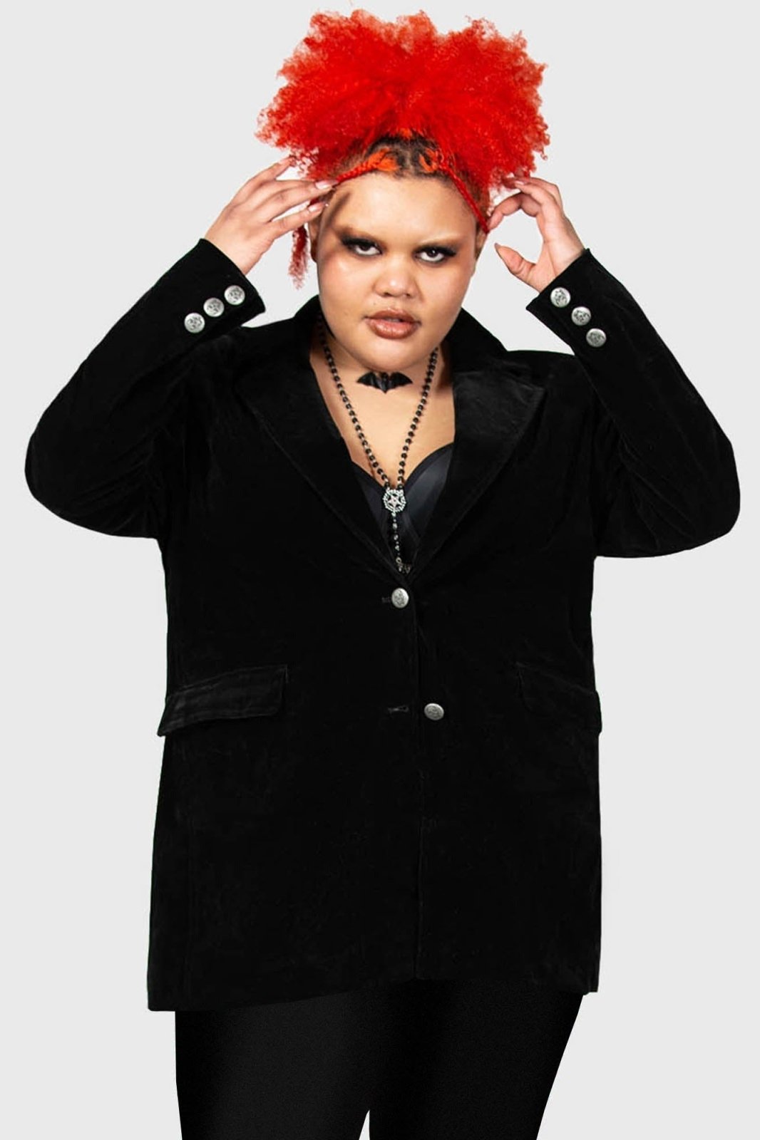 Astaroth Velvet Boyfriend Blazer - womens outerwear - VampireFreaks - Killstar