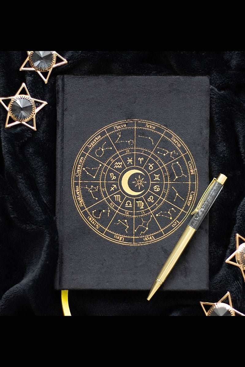 Astrology Wheel Journal with Black Obsidian Pen - stationery - VampireFreaks - Something Different