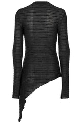 Asymmetric Mesh Striped Top - womens tops - VampireFreaks - Punk Rave