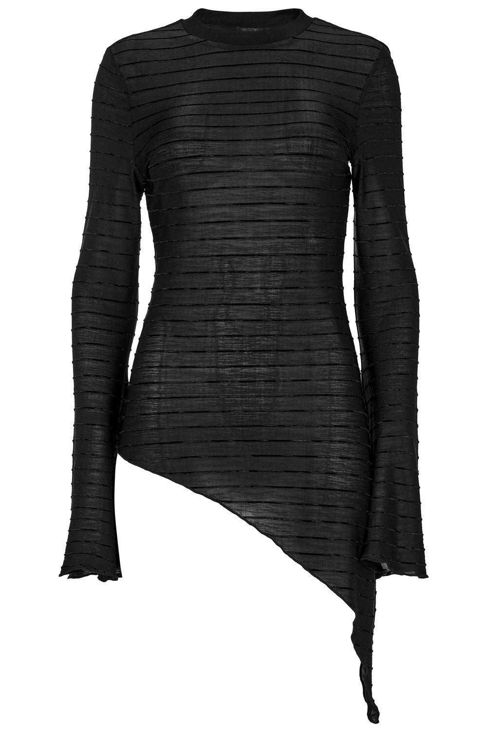 Asymmetric Mesh Striped Top - womens tops - VampireFreaks - Punk Rave