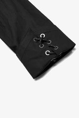 mens corset lace-up studded punk asymmetric hem long sleeve shirt