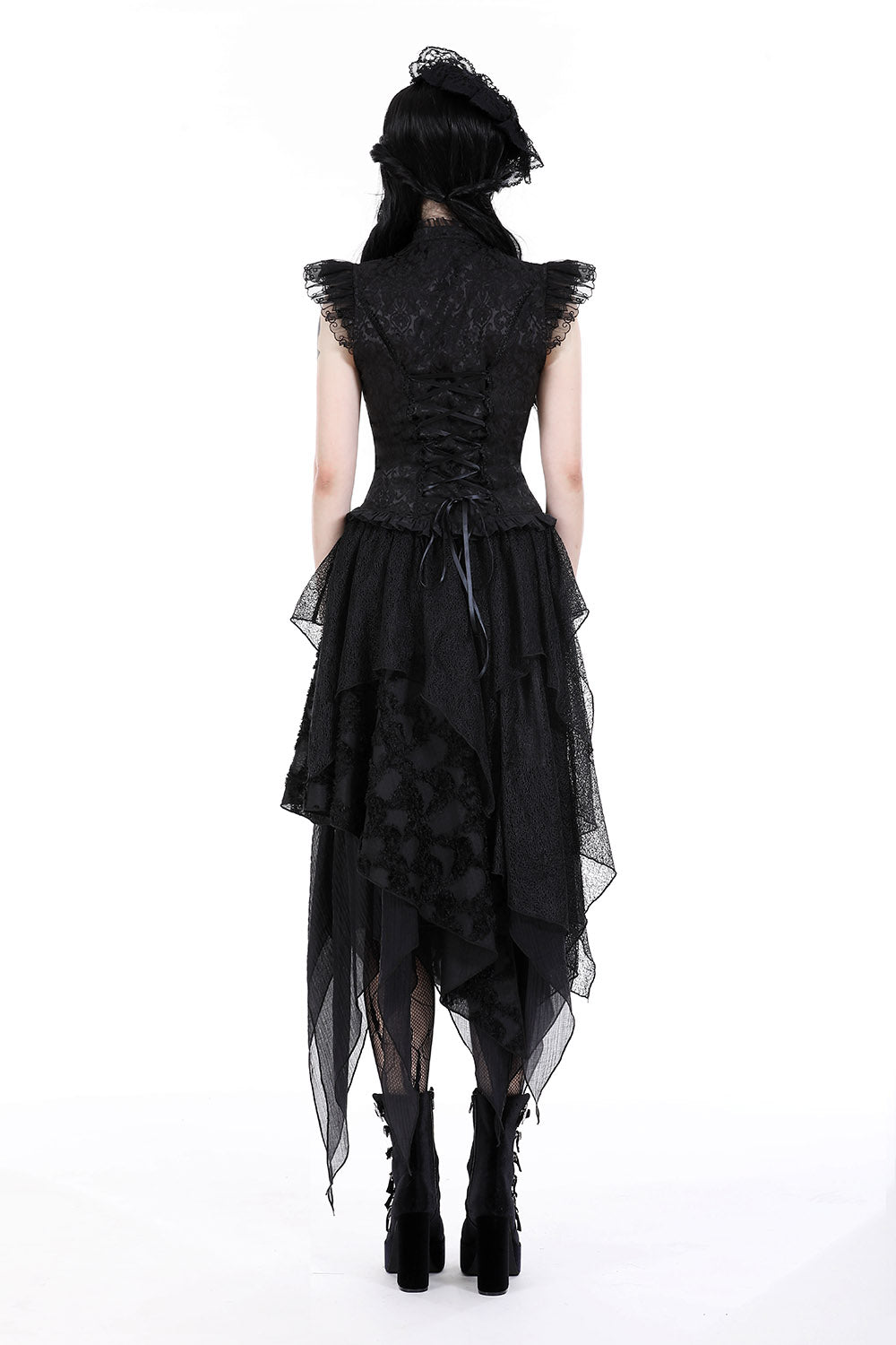 black gothic layered skirt