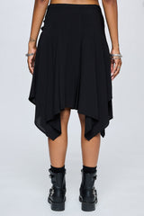 midi length handkerchief hem skirt