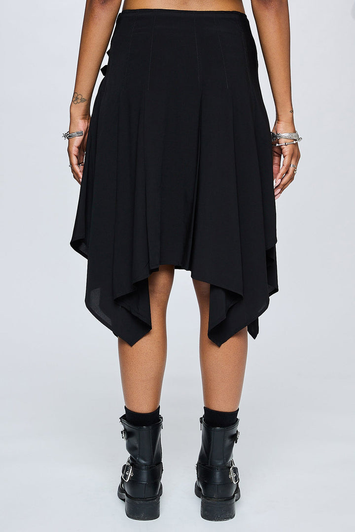 midi length handkerchief hem skirt