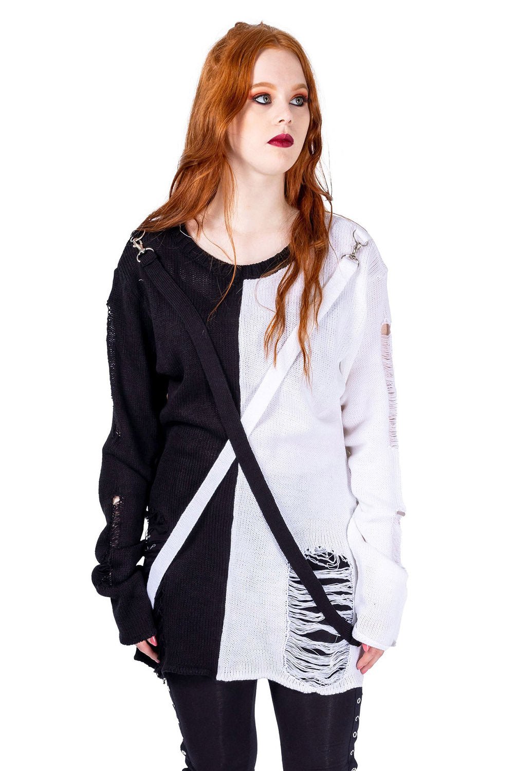 Atelia Jumper [BLACK/WHITE] - womens outerwear - VampireFreaks - Poizen Industries