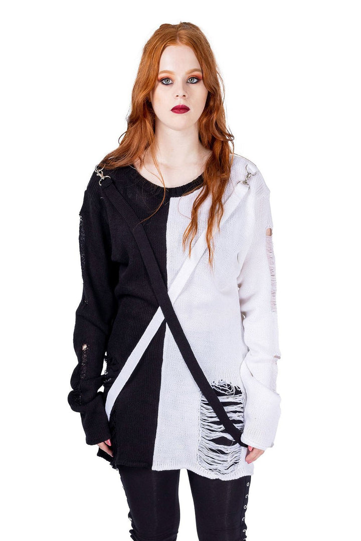 Atelia Jumper [BLACK/WHITE] - womens outerwear - VampireFreaks - Poizen Industries