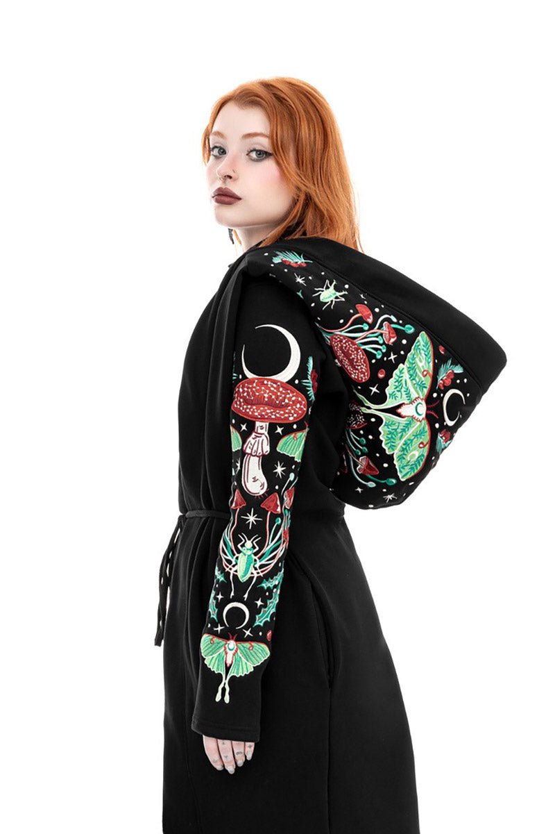 Autumnal Equinox Hoodie With Embroidery Luna Moths - womens outerwear - VampireFreaks - Restyle