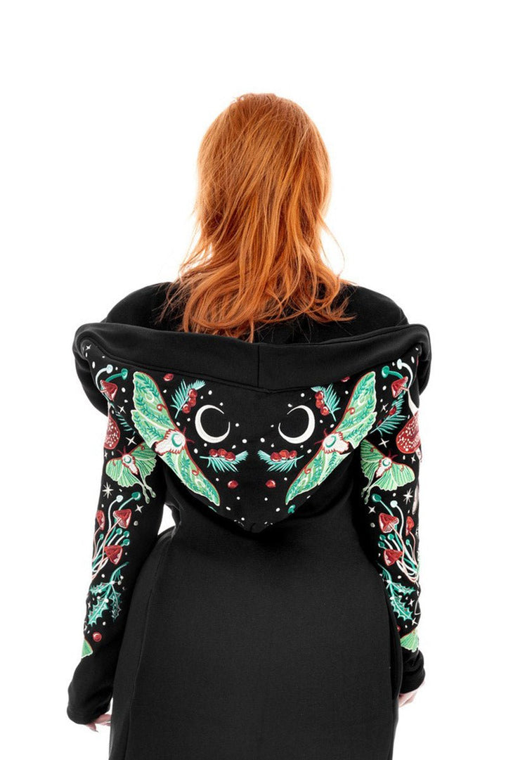 Autumnal Equinox Hoodie With Embroidery Luna Moths - womens outerwear - VampireFreaks - Restyle