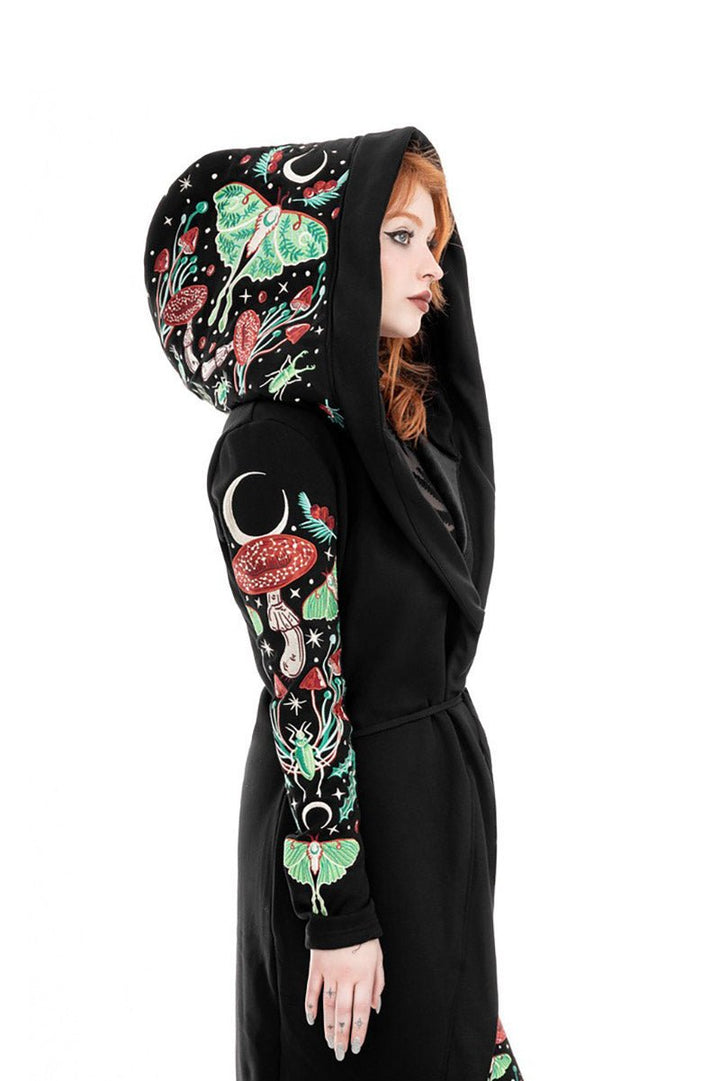 Autumnal Equinox Hoodie With Embroidery Luna Moths - womens outerwear - VampireFreaks - Restyle