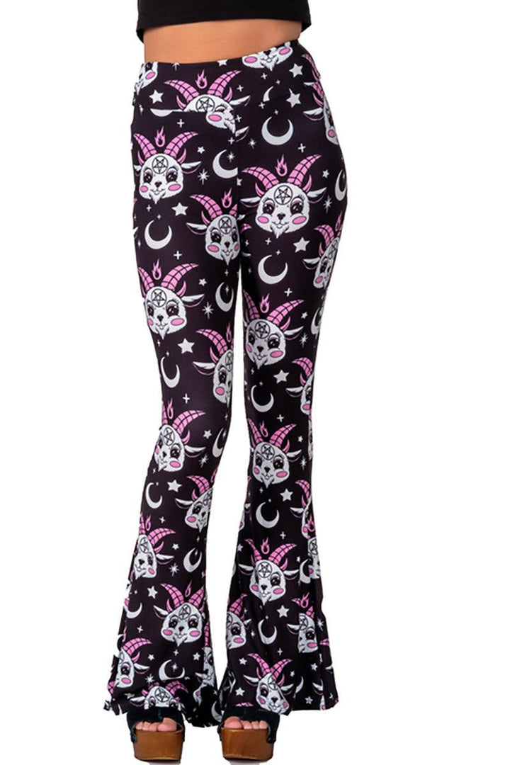 Baby Baphomet Flares [Black/Pink] - womens bottoms - VampireFreaks - Too Fast