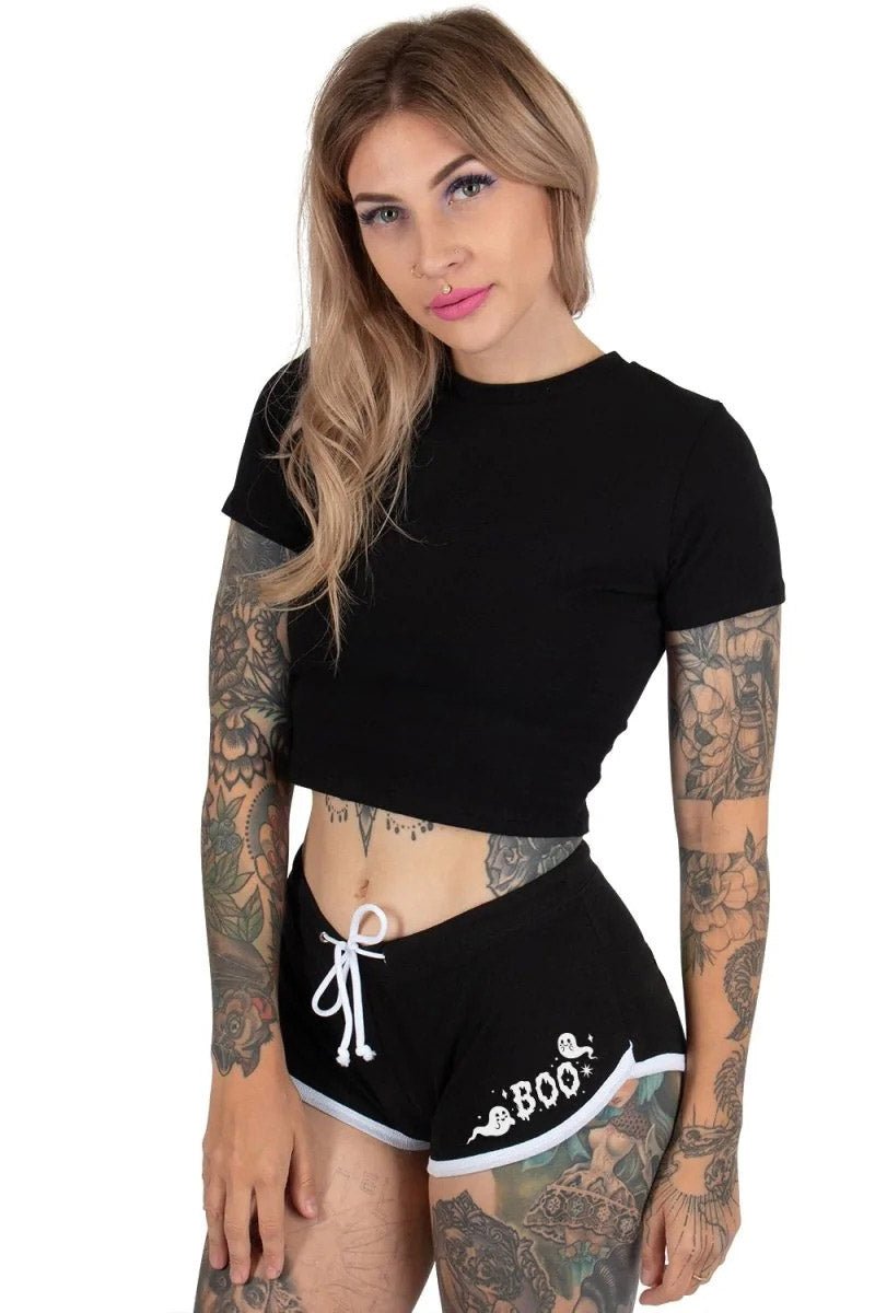 Baby Boo White Trim Short Shorts [BLACK/WHITE] - womens bottoms - VampireFreaks - Too Fast