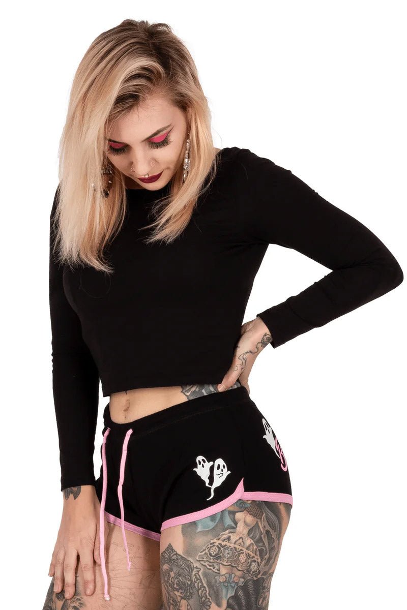 Baby Ghoul Pink Trim Short Shorts - womens bottoms - VampireFreaks - Too Fast