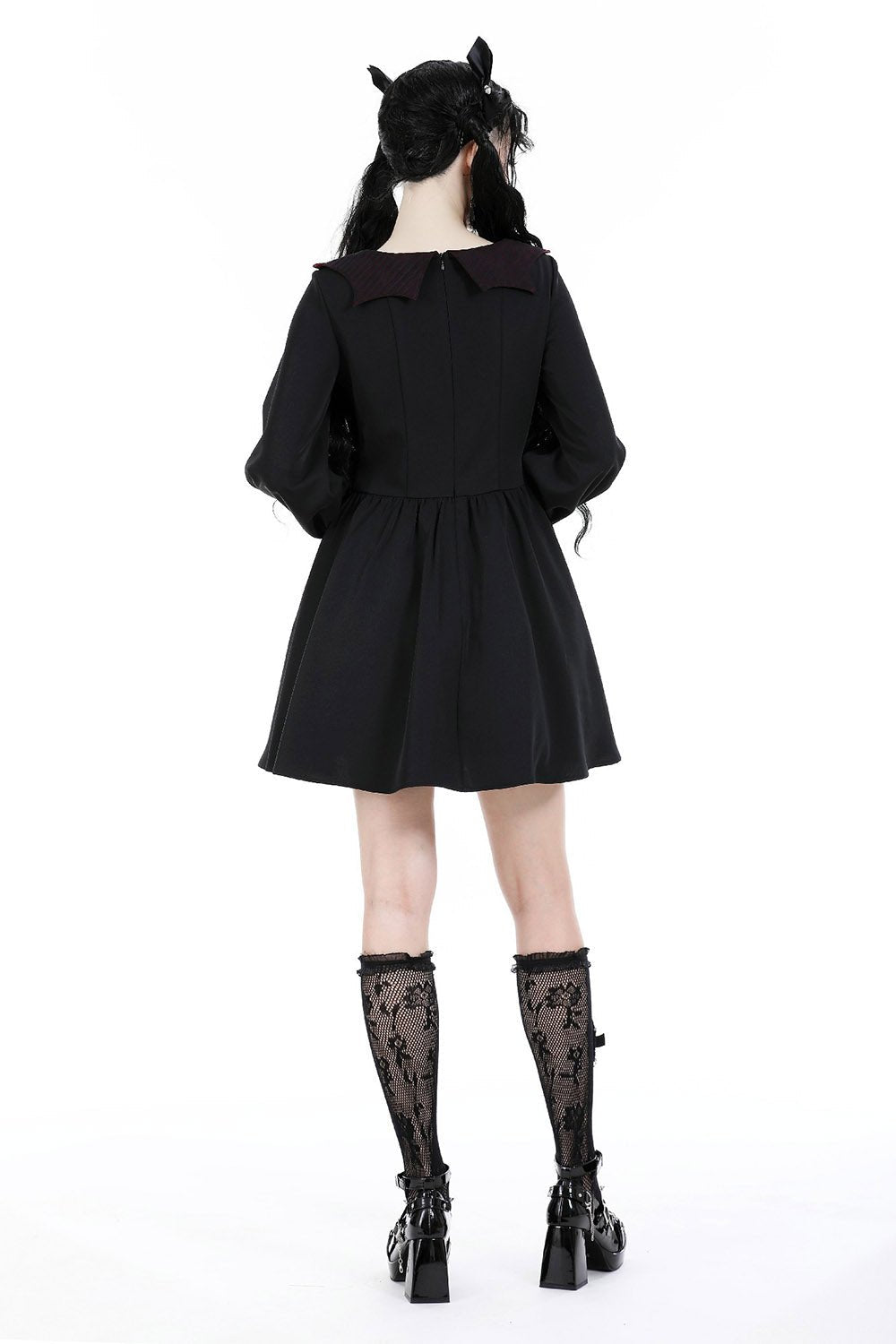 Babydoll Batwing Collar Mini Dress - dresses - VampireFreaks - Dark In Love