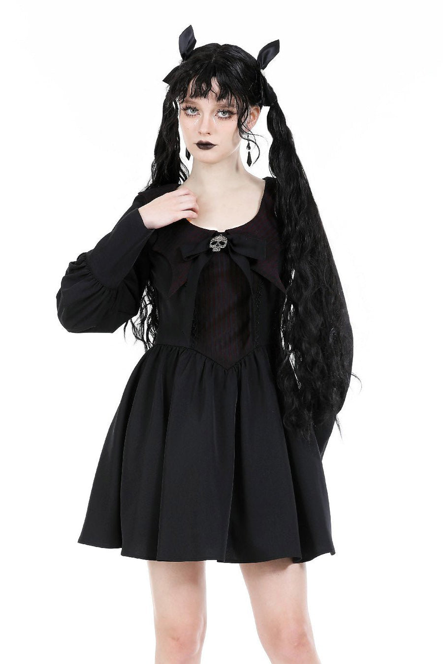 Babydoll Batwing Collar Mini Dress - dresses - VampireFreaks - Dark In Love