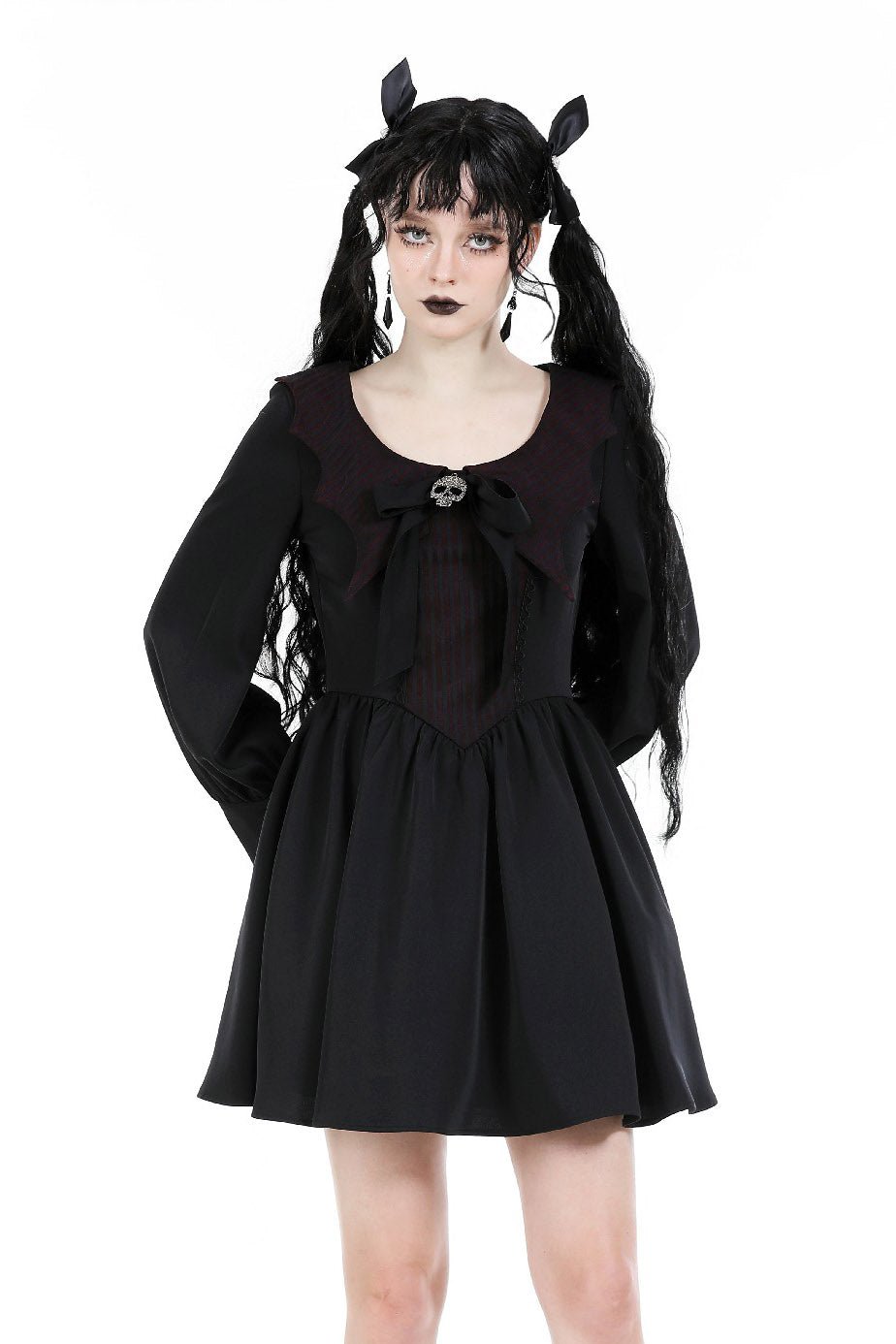 Babydoll Batwing Collar Mini Dress - dresses - VampireFreaks - Dark In Love