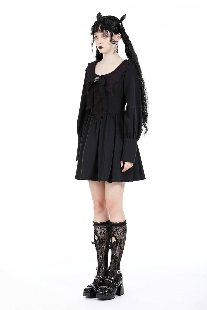 Babydoll Batwing Collar Mini Dress - dresses - VampireFreaks - Dark In Love