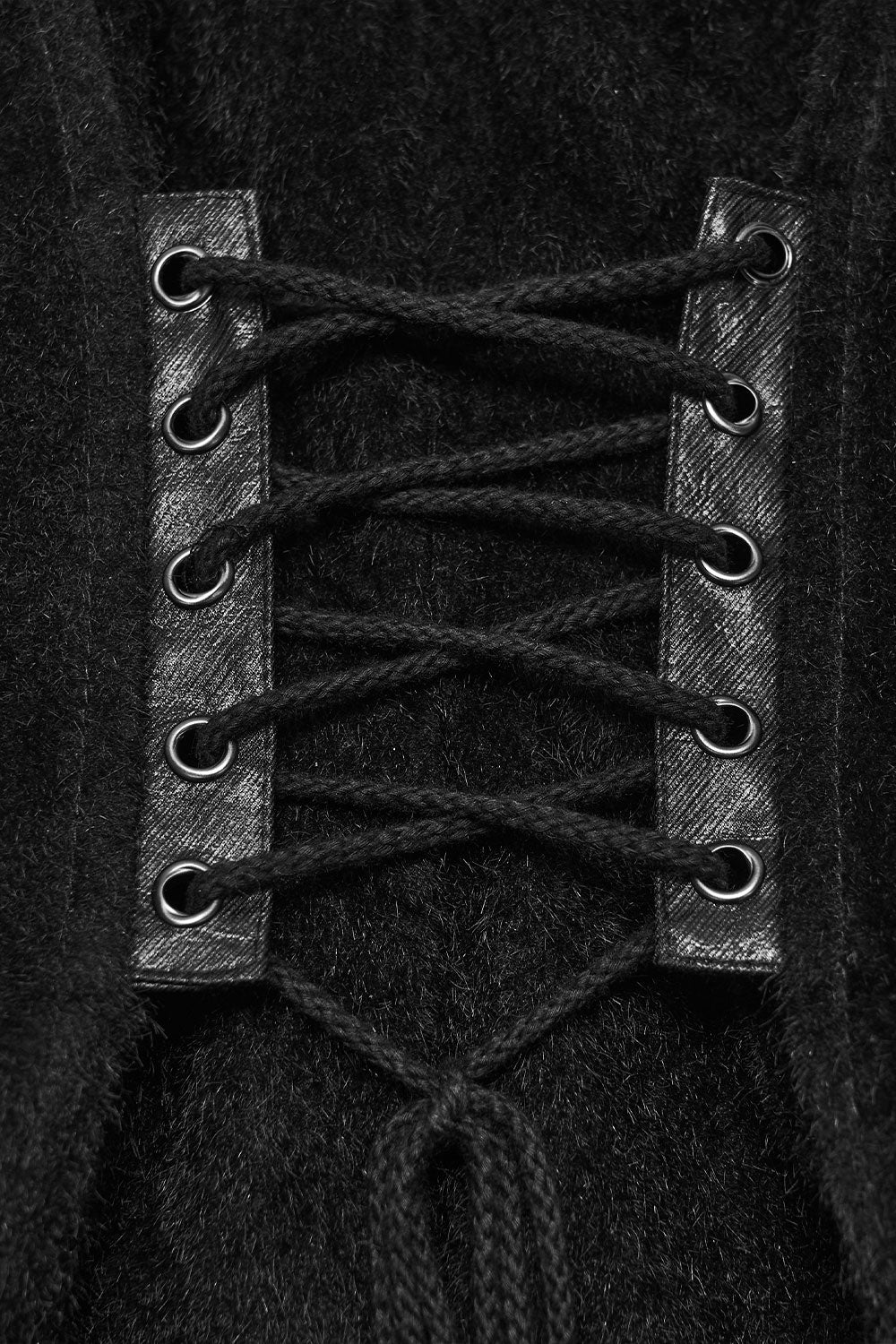 lace up detail on back of black punk vest