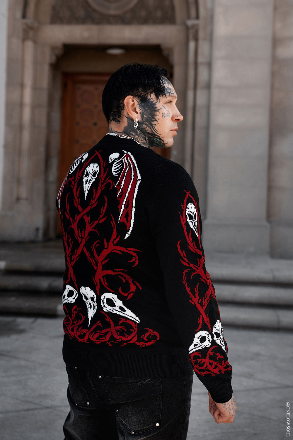 black plague doctor sweater with macabre vintage medical inspired artwork for gothic outfits horror lovers and dark streetwear
