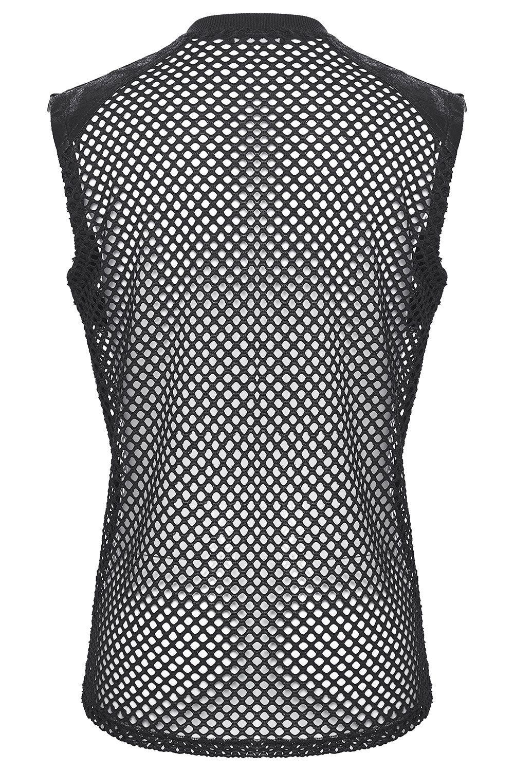 punk grunge metal black mesh fishnet mens tank top