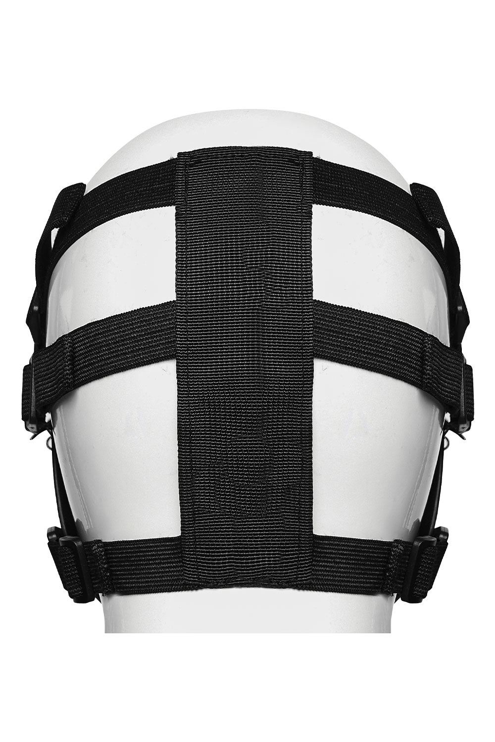 back view of Unisex Punk Spiked Cutout Jaw Mask from punk rave