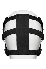 back view of Unisex Punk Spiked Cutout Jaw Mask from punk rave
