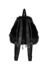 Furry black backpack with chains and spider