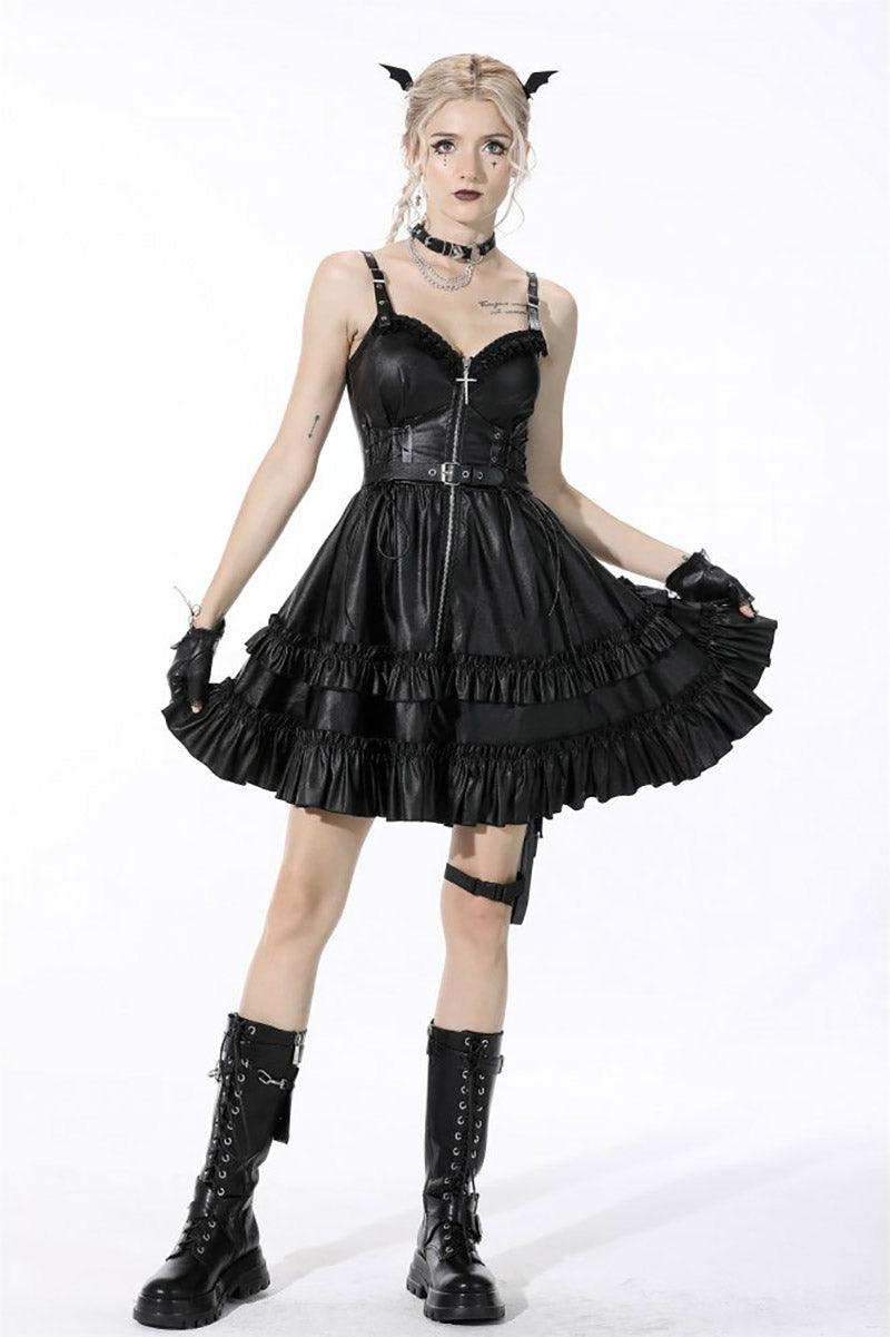 Bad Girl Ruffle Leather Dress - dresses - VampireFreaks - Dark In Love