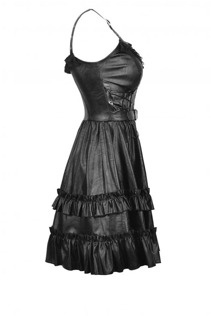 Bad Girl Ruffle Leather Dress - dresses - VampireFreaks - Dark In Love