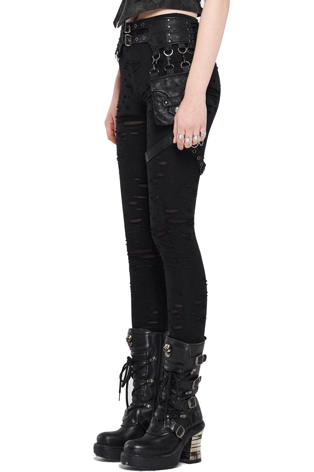 Badlands Distressed Leggings - womens bottoms - VampireFreaks - Punk Rave