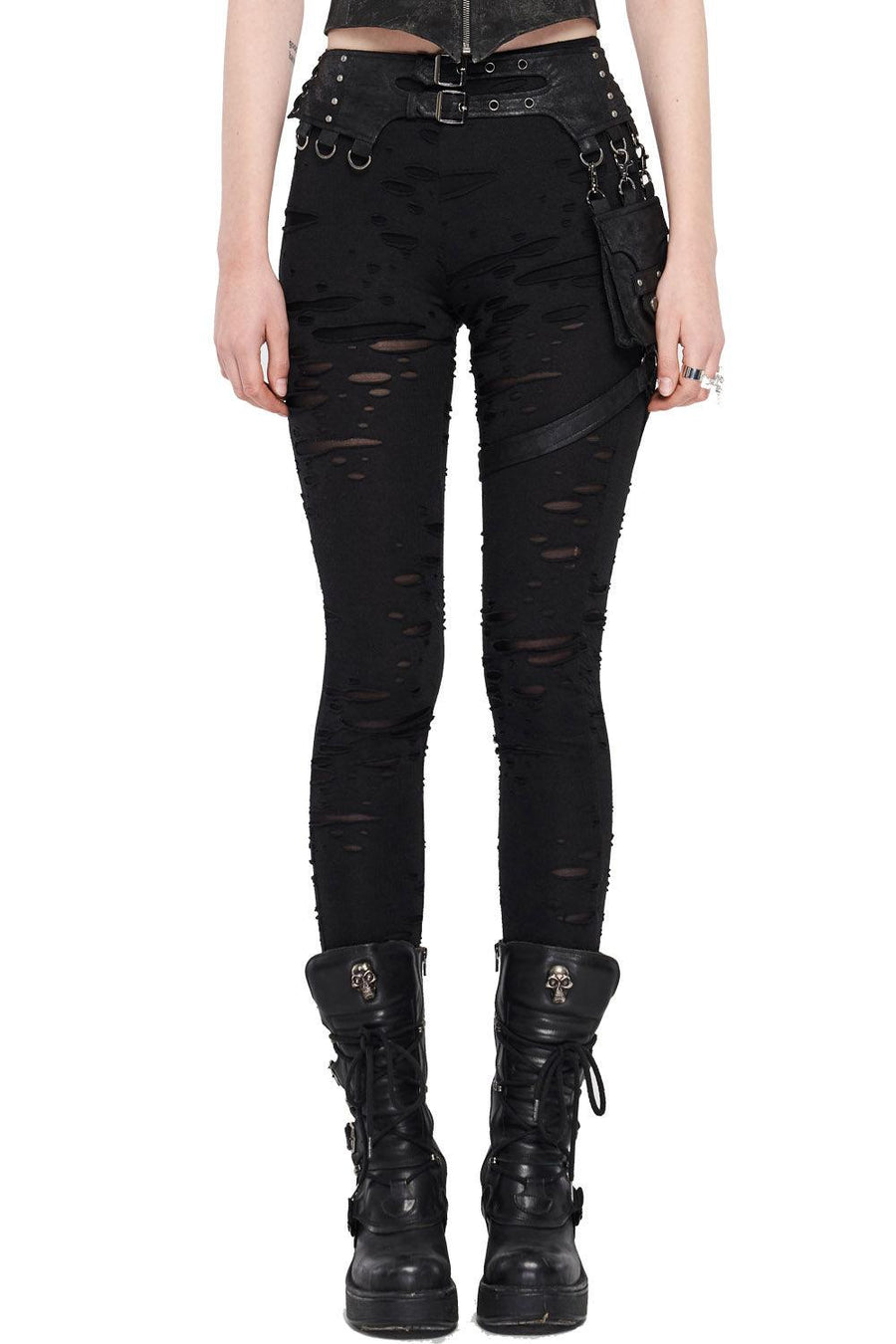 Badlands Distressed Leggings - womens bottoms - VampireFreaks - Punk Rave