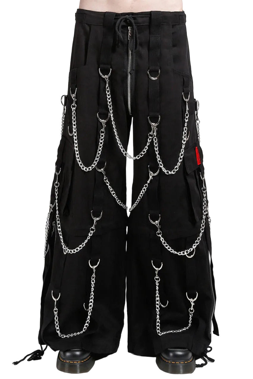 mens black cargo pans with chains