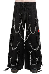 mens black cargo pans with chains